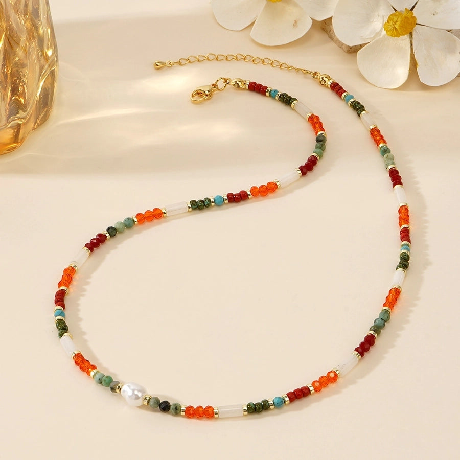 Bohemian Geometric Semi-precious stone natural stone Necklace In Bulk