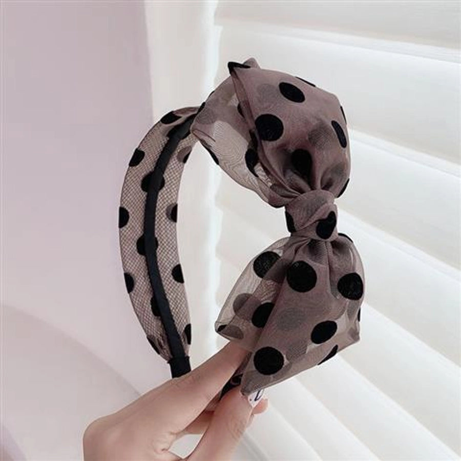 Elegant niche polka dot bow headband female versatile internet celebrity  outing hair band Sweet wide-brimmed simple headband