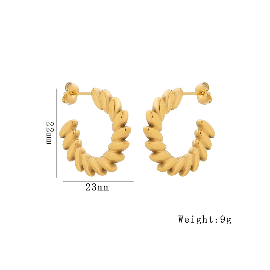 1 Pair Elegant C Shape 316 Stainless Steel  18K Gold Plated Ear Studs