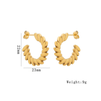 1 Pair Elegant C Shape 316 Stainless Steel  18K Gold Plated Ear Studs