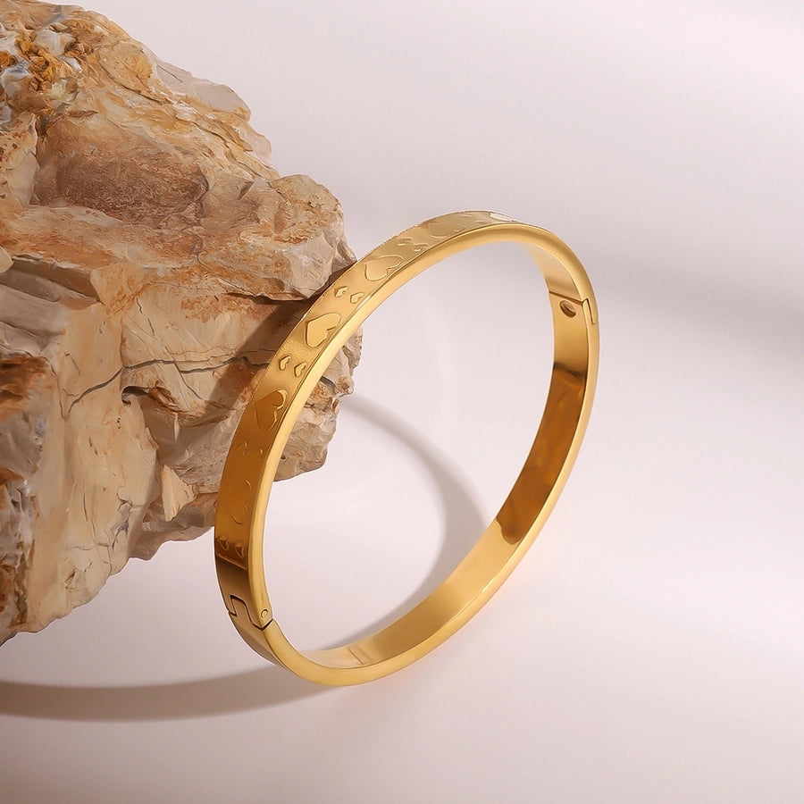 Simple Style Heart Shape 304 Stainless Steel Bangle In Bulk