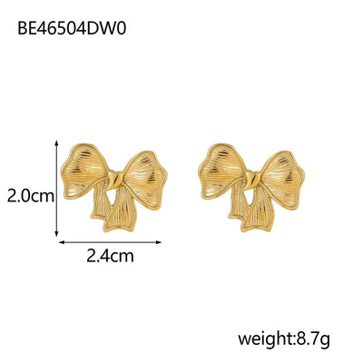1 Pair Simple Style Bow Knot 304 Stainless Steel 18K Gold Plated Earrings