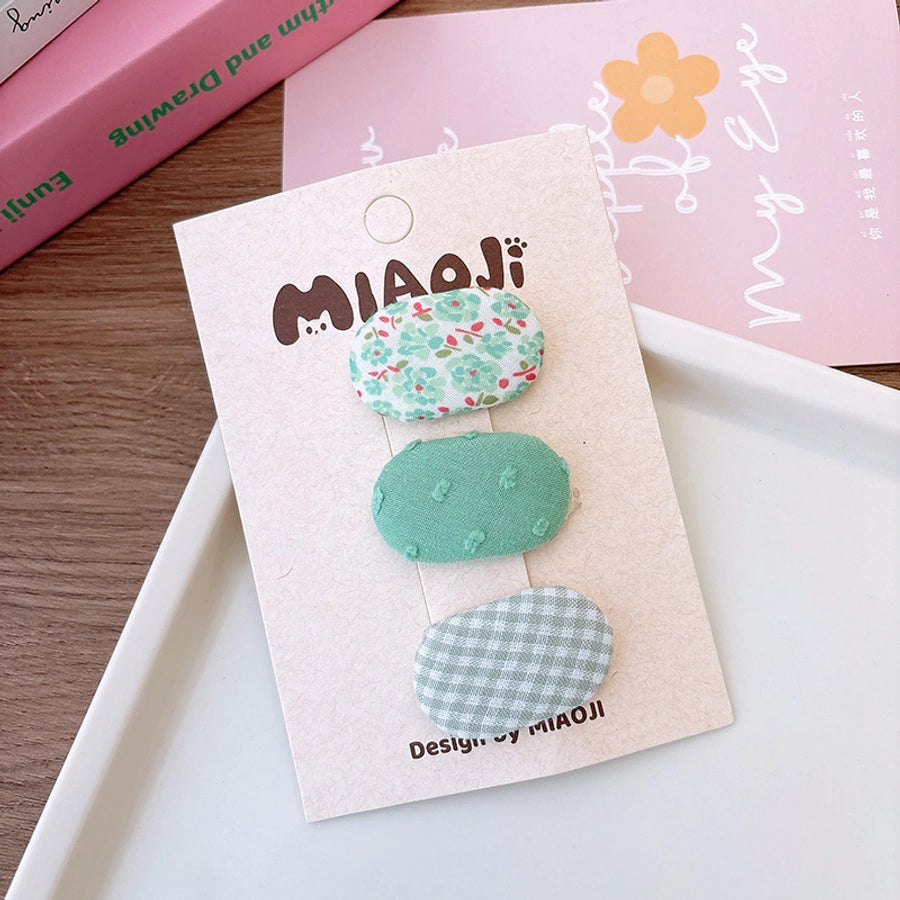 Korean Style Fabric Small Oval Children BB Clip Cute Floral Girls Fringe Hairpin Fresh Baby Hair Accessories Headdress