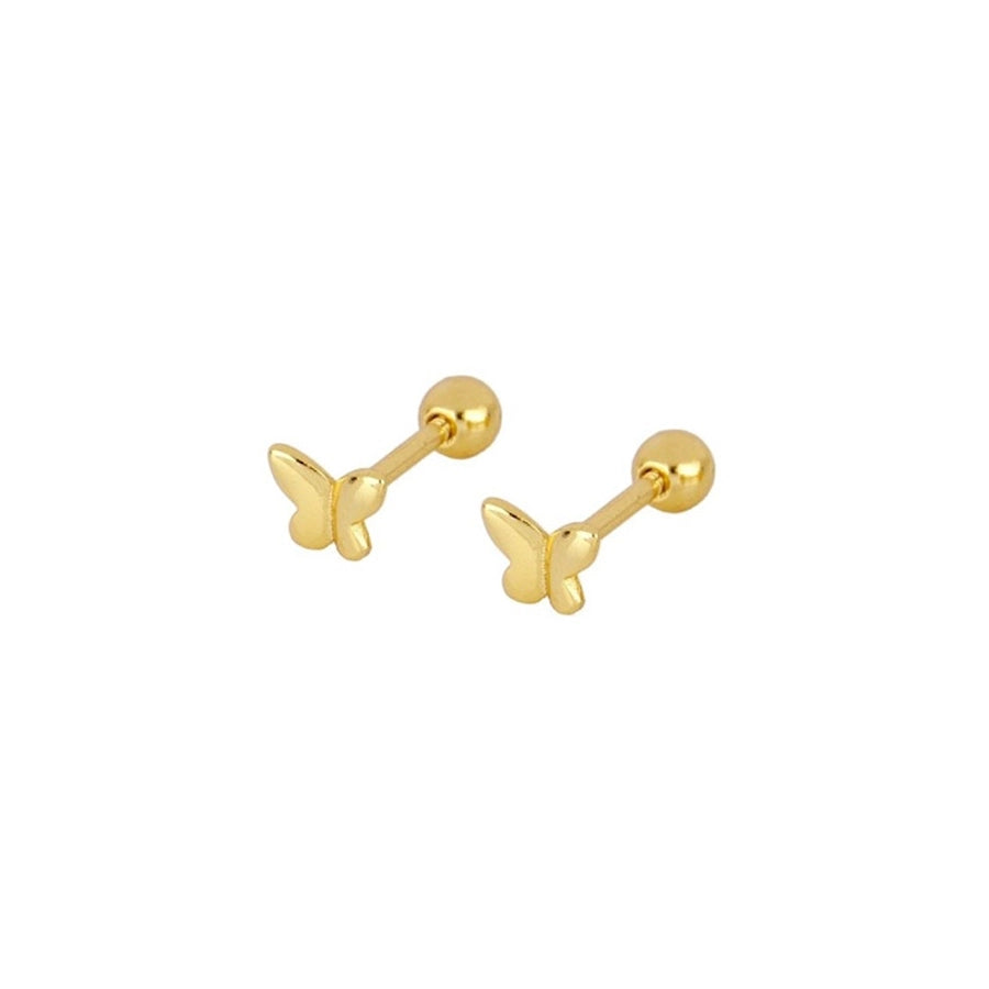 1 Pair IG Style Elegant Butterfly Copper 24K Gold Plated Ear Studs