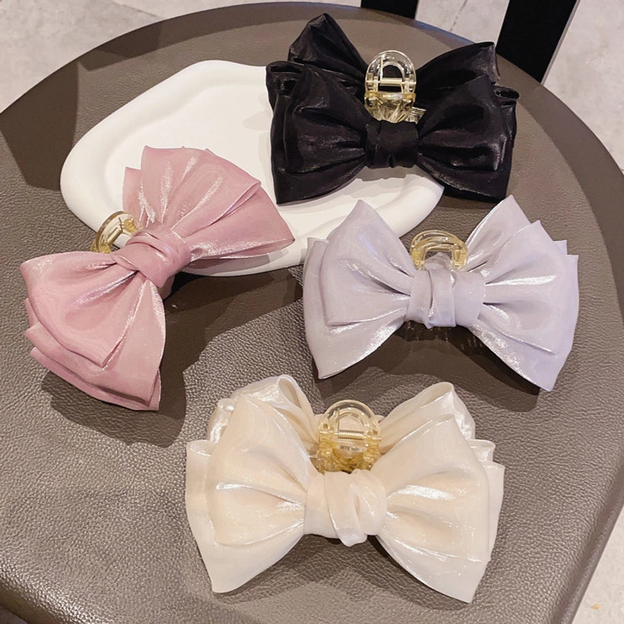 women's sweet simple style bow knot cloth hair claws