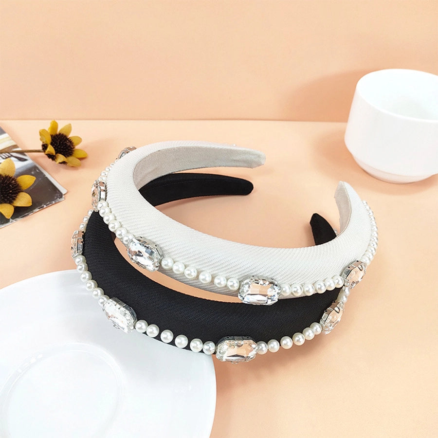 sweet solid color cloth plating inlay rhinestones hair band