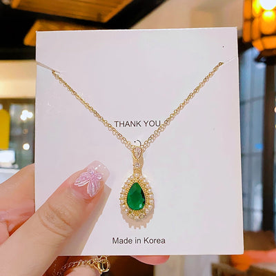 Jewelry Elegant Glam Luxurious Oval Water Droplets Pearl 304 Stainless Steel Copper 18K Gold Plated Pendant Necklace