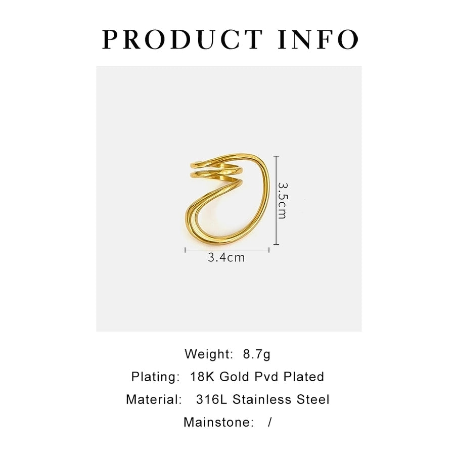 Jewelry Retro French Style IG Style Geometric 316L Stainless Steel  18K Gold Plated Irregular Open Rings