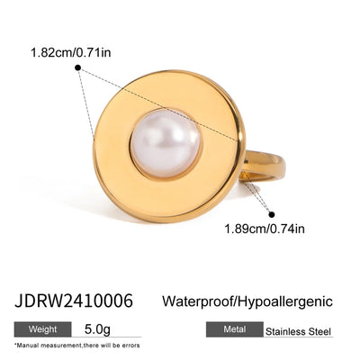 Jewelry Simple Style Classic Style Round 304 Stainless Steel Acrylic 18K Gold Plated Open Rings