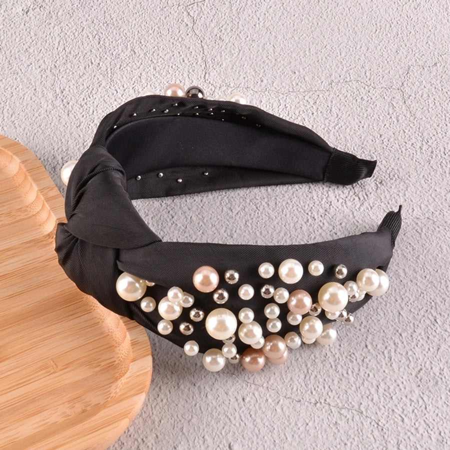 fashion pearl knotted solid color headband