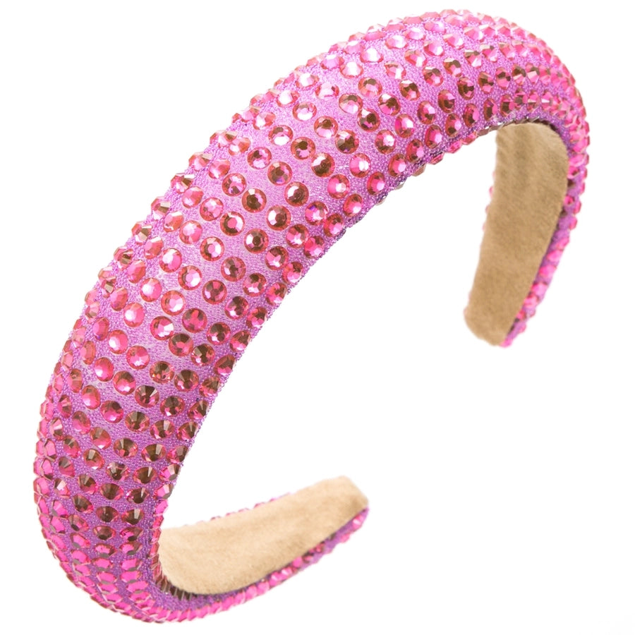 women's shiny solid color cloth sponge inlay rhinestones hair band