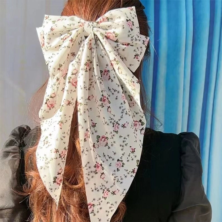 Women's Sweet Pastoral Bow Knot Cloth Floral Hair Claws