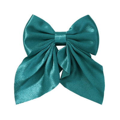 Girl'S Sweet IG Style Bow Knot Yao Ming Polyester Ribbed Band Hair Clip