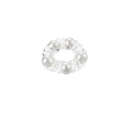 Pearl transparent telephone line hair band women's high-grade hair tie rope does not hurt hair rubber band Simple temperament headdress