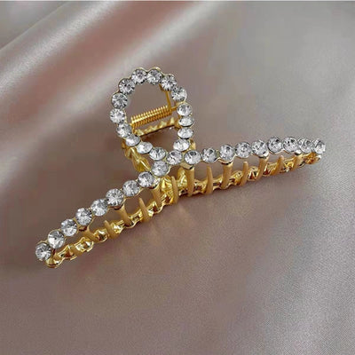 Women's Simple Style Solid Color Metal Plating Inlay Rhinestones Pearl Hair Claws