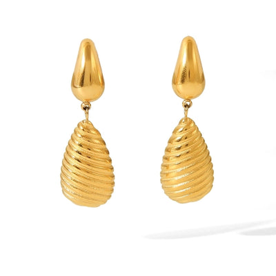 1 Pair IG Style Geometric Water Droplets Solid Color Plating 304 Stainless Steel 18K Gold Plated Drop Earrings