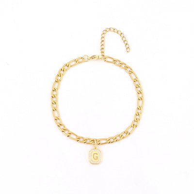 201 Stainless Steel Copper Inlay Letter Rectangle Zircon Bracelets