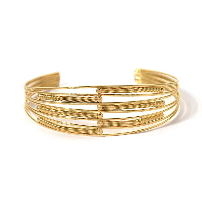 Casual Vacation Classic Style Round Solid Color 304 Stainless Steel 14K Gold Plated Bangle In Bulk