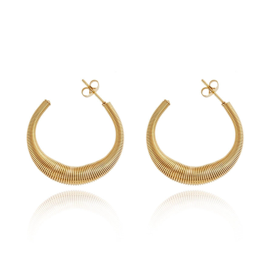 1 Pair Fairy Style Elegant Lady Round Inlay 201 Stainless Steel Rhinestones Hoop Earrings