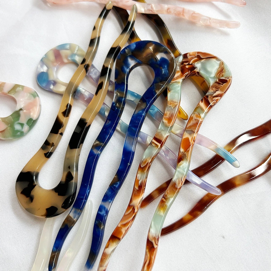 Women's Simple Style U Shape Leopard Acetic acid sheets Hairpin