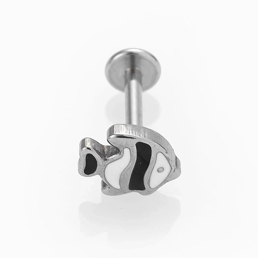 1 Piece Lip Rings Cute Football Fish 316L Stainless Steel  Polishing Epoxy Lip Rings Ear Cartilage Rings & Studs Nose Rings & Studs