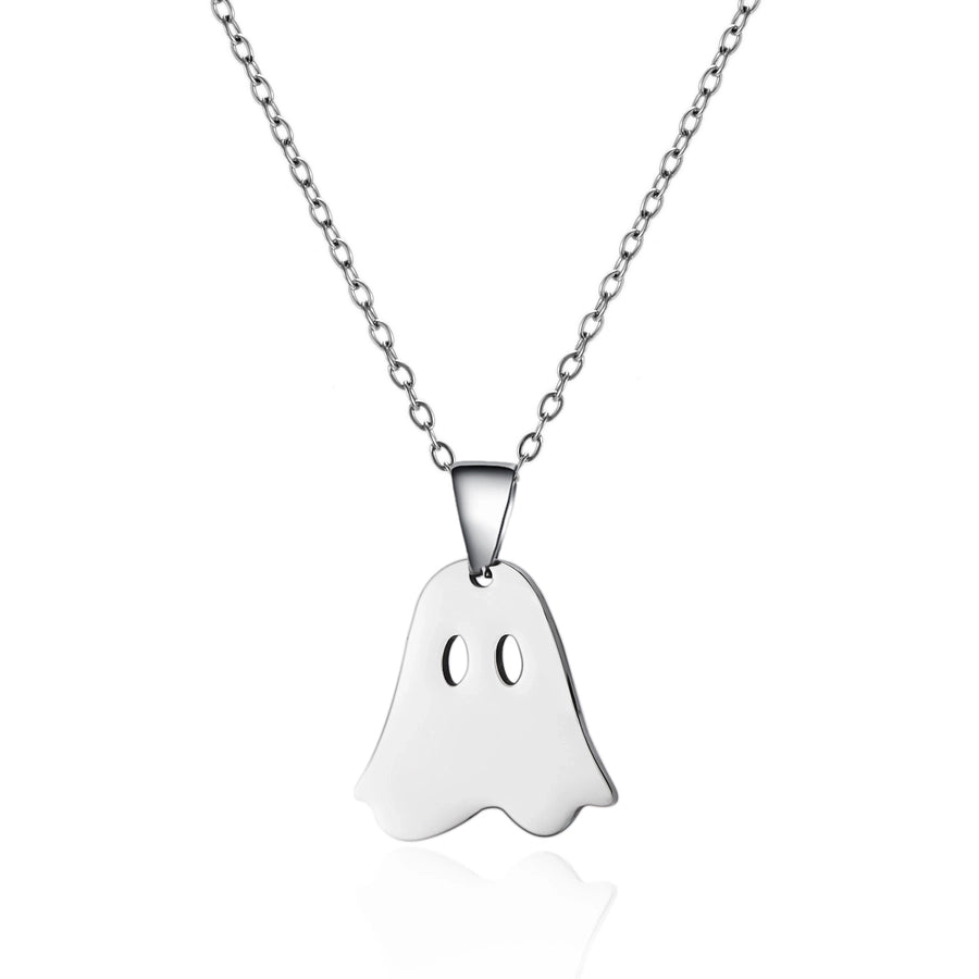 Jewelry Funny Pumpkin ghost Spider 201 Stainless Steel Asymmetrical Hollow Out Pendant Necklace