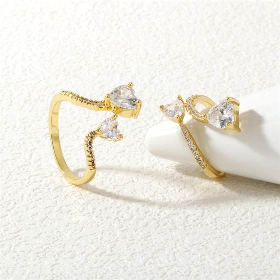Jewelry Elegant Commute Heart Shape Copper Zircon Rings