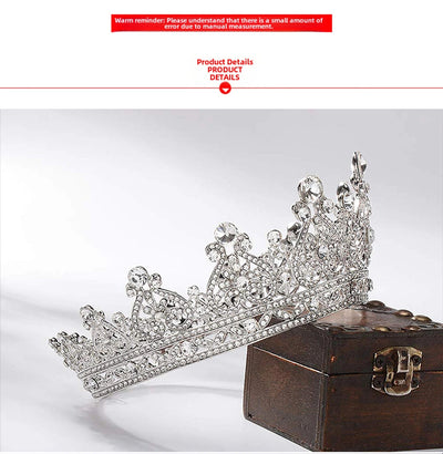 Bridal Jewelry Crown Alloy Rhinestone Wedding Headwear Baroque Hairband Round Crown  Supply