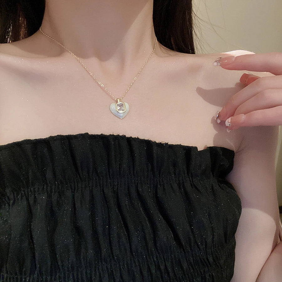 Copper Enamel Heart Shape Pendant Necklace