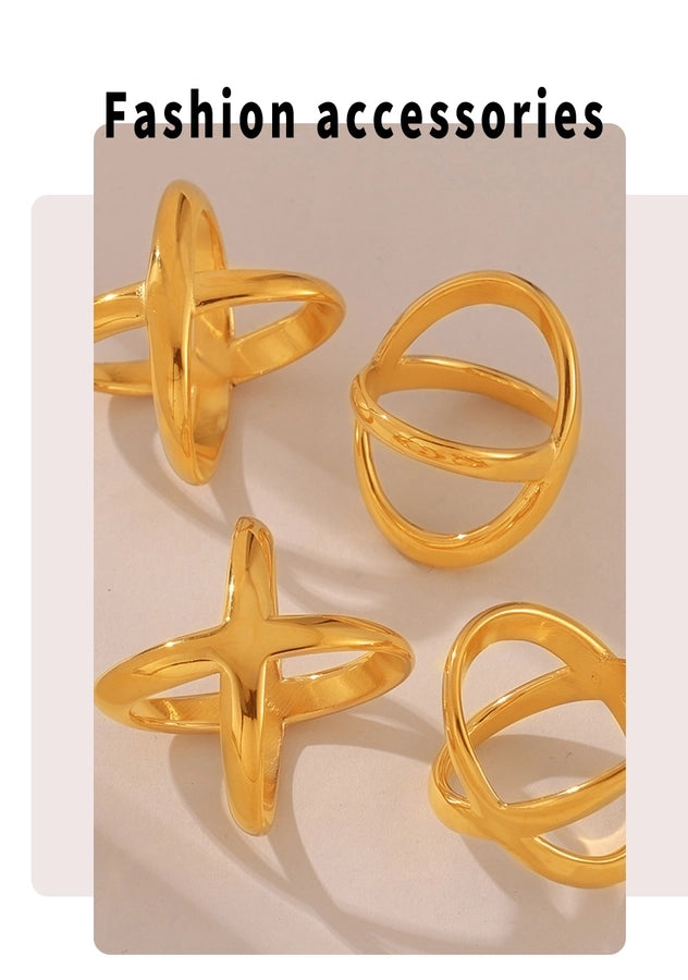 Jewelry Simple Style Classic Style Solid Color Titanium Steel 18K Gold Plated Plating Rings