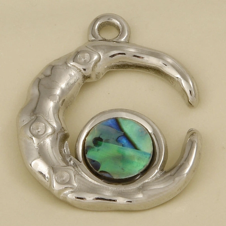 Jewelry Vintage Style Classic Style Moon 304 Stainless Steel Shell Abalone Shell 18K Gold Plated Irregular Plating Pendant Necklace