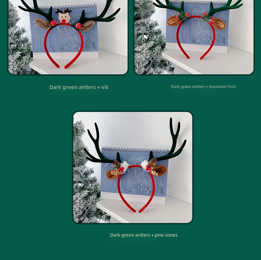Internet Celebrity  Christmas Girl Heart Christmas Hair Band Cute Elk Horn Hair Accessories Pressure Hair Band