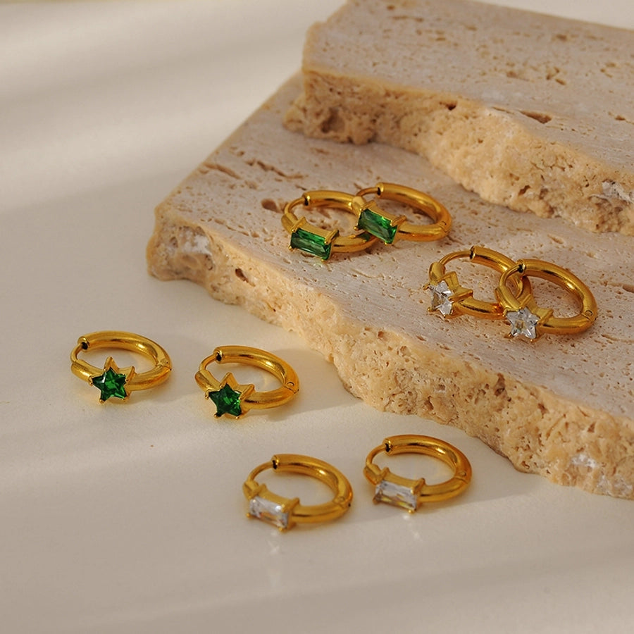 1 Pair Elegant Simple Style Classic Style Circle 304 Stainless Steel Zircon Earrings