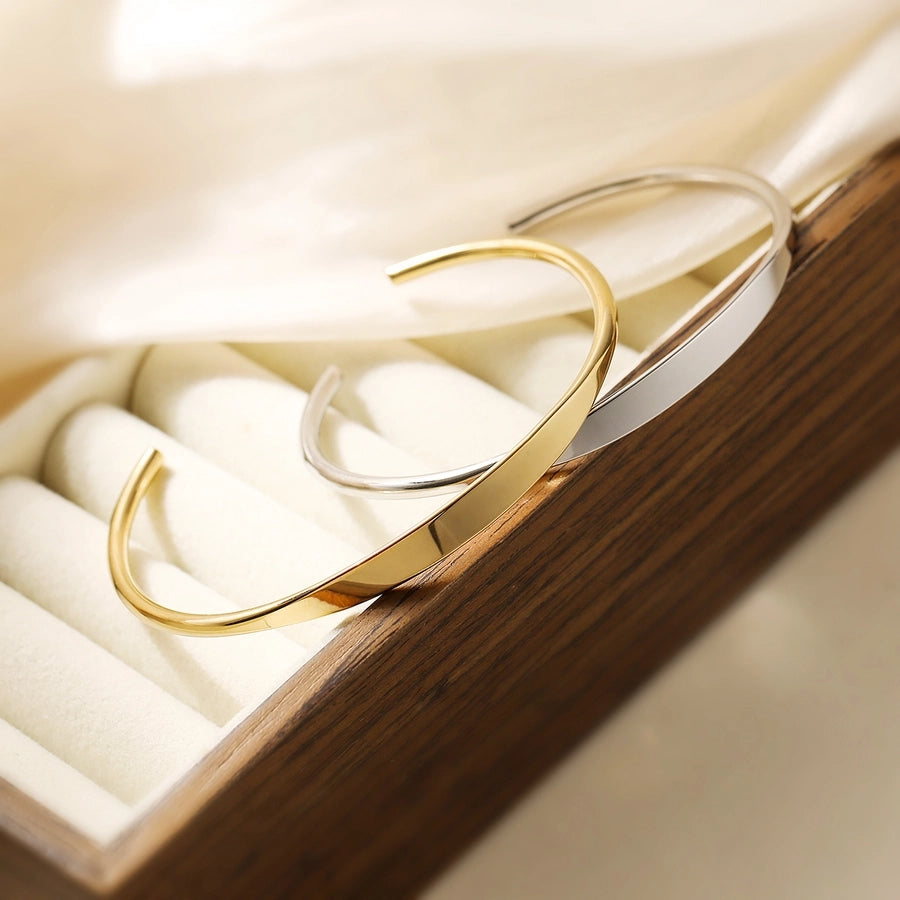 Retro Simple Style Commute Geometric 304 Stainless Steel Cuff Bracelets In Bulk