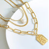Jewelry Vintage Style French Style Human Titanium Steel Artificial Pearls 18K Gold Plated Layered Necklaces