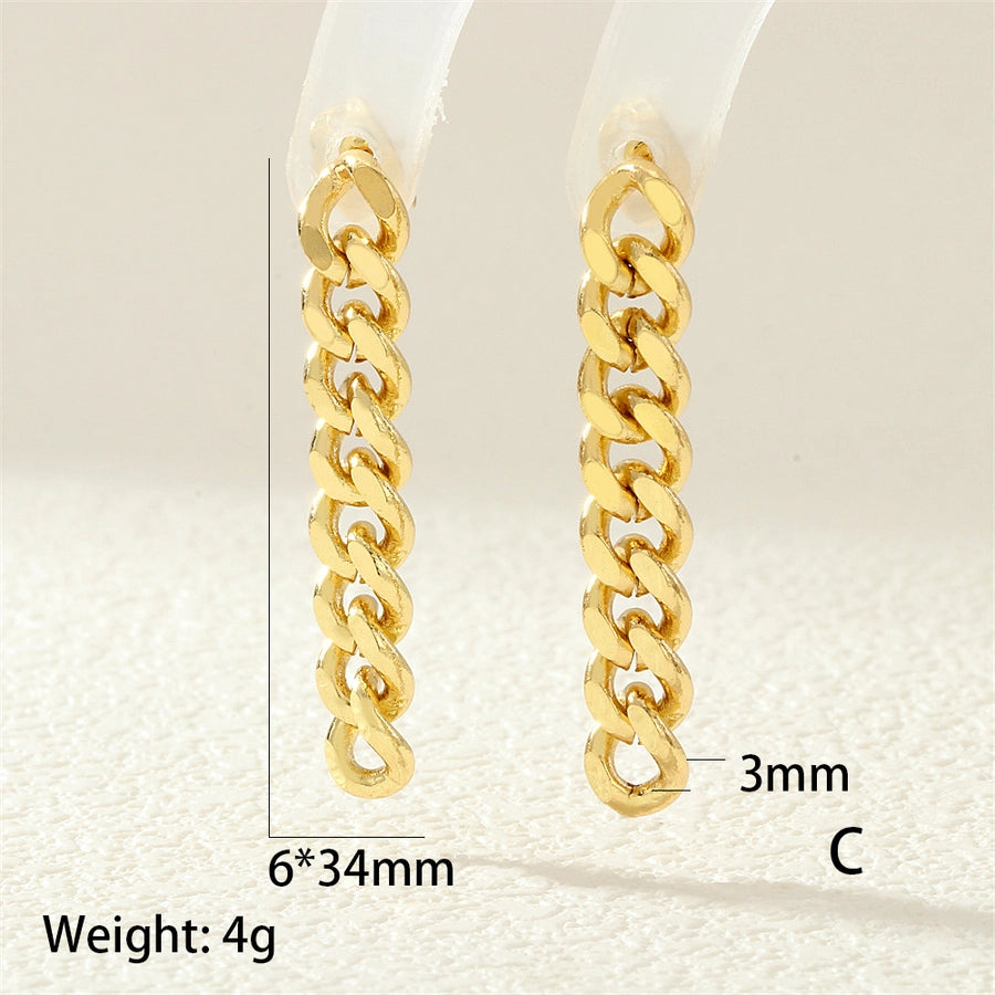 1 Pair IG Style Simple Style Commute chain Copper 18K Gold Plated Drop Earrings