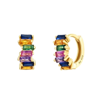 1 Pair Elegant Cute Shiny Geometric Copper Zircon 24K Gold Plated Hoop Earrings