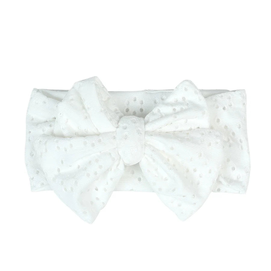pastoral polka dots cloth bowknot hollow out hair band
