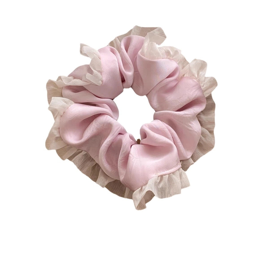 Korean Style Elegant Satin Mesh Lace Fabric Colon Hair Ring Girls' Cream Hair Hair Rope Women's Hair Rope