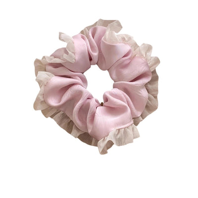 Korean Style Elegant Satin Mesh Lace Fabric Colon Hair Ring Girls' Cream Hair Hair Rope Women's Hair Rope