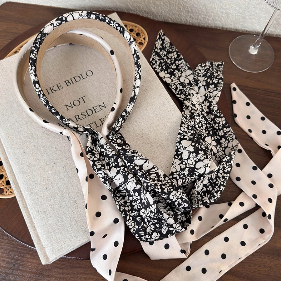 Women's Casual Elegant Artistic Polka Dots Bow Knot Cloth Hair Band