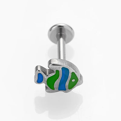 1 Piece Lip Rings Cute Football Fish 316L Stainless Steel  Polishing Epoxy Lip Rings Ear Cartilage Rings & Studs Nose Rings & Studs
