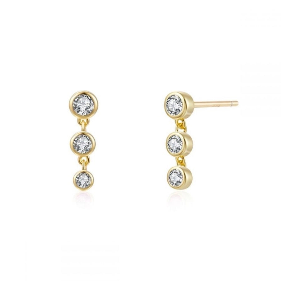 1 Pair Casual Elegant Geometric Copper Zircon Drop Earrings Ear Studs