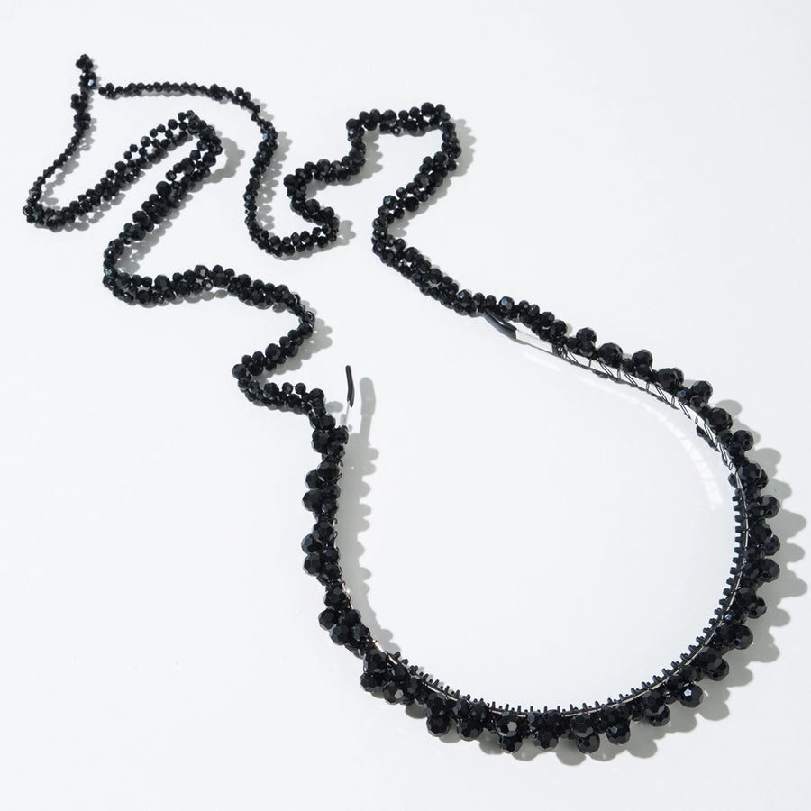 Women's Elegant Luxurious Solid Color Alloy Cloth Inlay Glass Hair Band