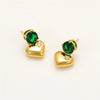 1 Pair Retro Sweet Round Heart Shape Inlay 304 Stainless Steel Zircon 18K Gold Plated Drop Earrings