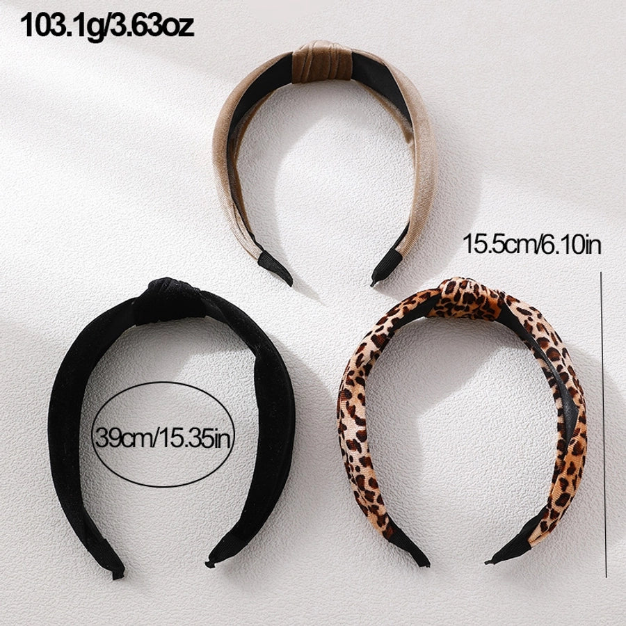women's retro simple style solid color knot leopard cloth printing hair band