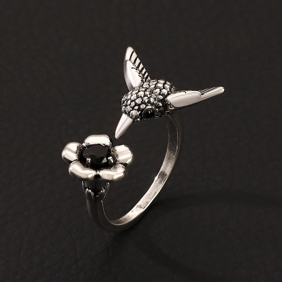 Jewelry Casual Retro Simple Style Floral Hummingbird Copper Open Rings