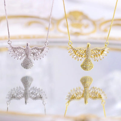 Jewelry Retro Classic Style Eagle Copper Zircon Plating Pendant Necklace