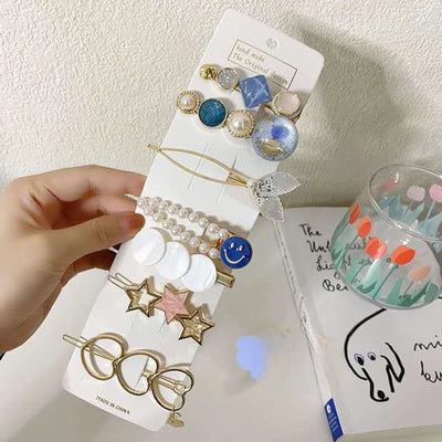 TikTok Pearl hairpin set Korean version of ten-piece set factory direct Japanese and Korean  Net Red Pearl hairpin set