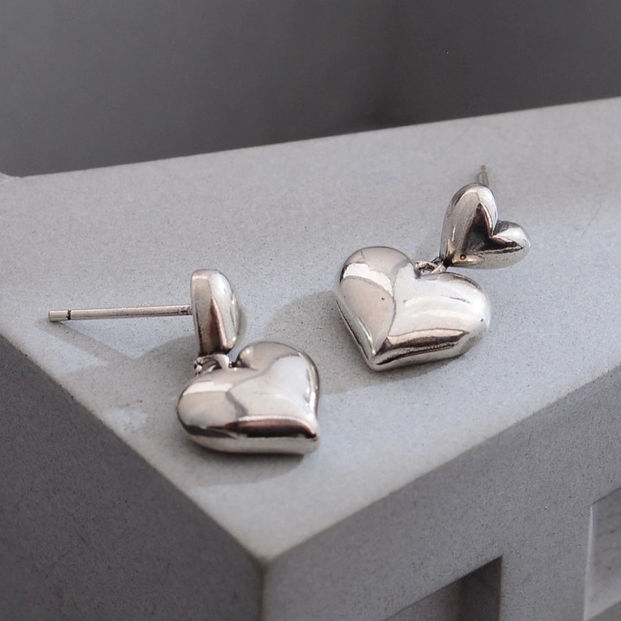 1 Pair Simple Style Heart Shape Copper Drop Earrings